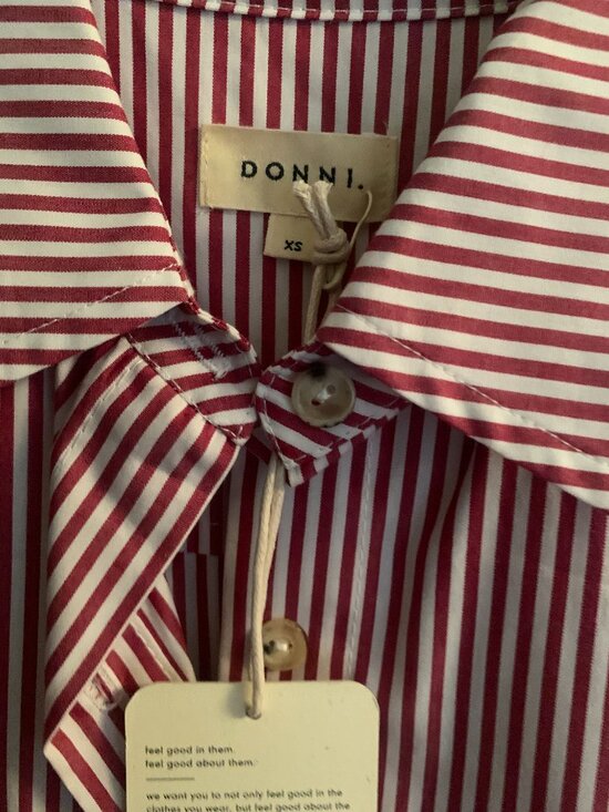 DONNI. Tops - NWT DONNI striped button down shirt in Rouge Size:XSM